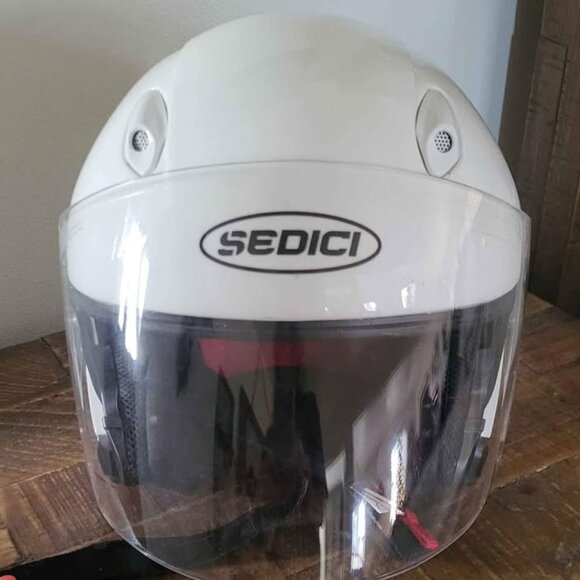 3/4 Sedici Motorcycle Helmet White Adjustable Clear and Tinted Shields with Bag - Picture 4 of 9